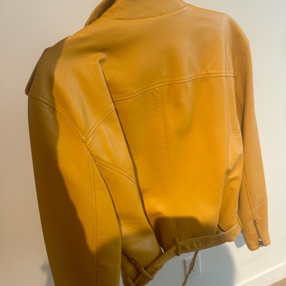 Levis Biker Faux Leather Jacket Yellow XXL - Picture 3 of 4